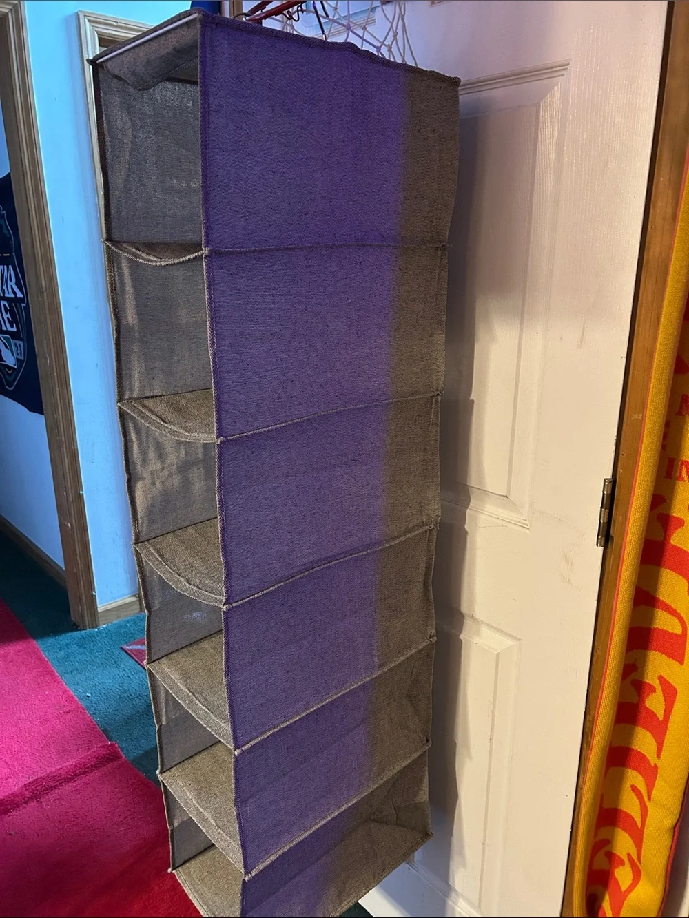 Gray Hanging Closet Organizer Shelves - Neutral Fabric Storage